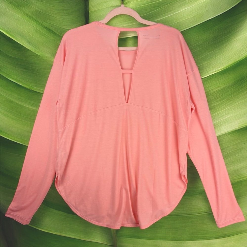 Under Armour HeatGear UA Breathe Loose Long Sleeve Top Powder Pink L - Picture 2 of 9